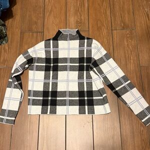 Tahari Black and White Plaid Women's Sweater